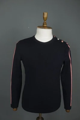 Suéter Pullover Saint James Negro Tejido Manga Larga Hombro Botón Talla 40 Foto 1 de 4