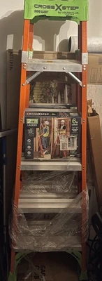 Louisville LadderCross Step 6 ft escalera inclinada de fibra de vidrio (alcance de 10 pies) Foto 1 de 3