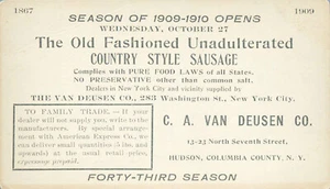 US 1909 Country Style Sausage Advertising Postal Stationery Card #UX19 NY - Picture 1 of 2