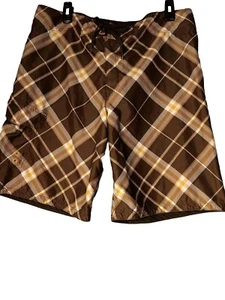 Mossimo Supply Co Herren Gr. 36 Badehose Anzug braun gold Karomuster - Bild 1 von 7