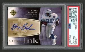 2007 Ultimate Collection Barry Sanders Ink AUTO 12/25 PSA 8 NM-MT HOF - Picture 1 of 2