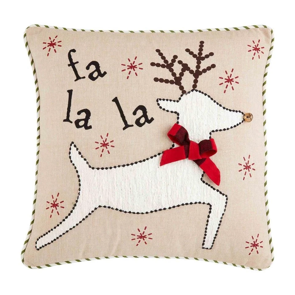 Mud Pie Home FA LA LA Lodge Christmas Reindeer Yarn Accent 18" Sq Pillow - Image 1 of 1
