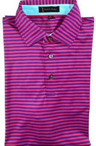 Schwarze Wachtel Herren Gr. Medium Polo Golf Shirt rosa lila gestreift Performance Light - Bild 1 von 10
