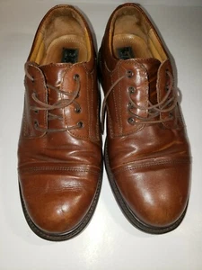 Bass GORGONE Cap-Toe Oxfords Mens Size 8M Brown Leather Lace-Up Dress Shoes - Picture 1 of 7