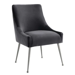 Tov Furniture Beatrix Modern Velvet Upholstered Dining Chair in Grey/Silver - Picture 1 of 1
