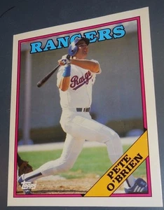 MLB PETE O'BRIEN TEXAS RANGERS 1988 TOPPS 721 CARD FOLDER 9.5" X 11.75" - Picture 1 of 3