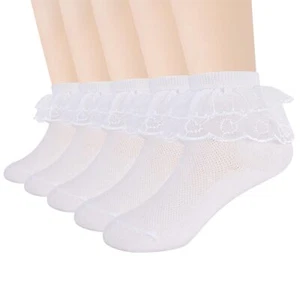 Toddler Baby Girls Ruffle Lace Socks Summer Thin Mesh Eyelet Frilly Dress Ank... - Picture 1 of 7