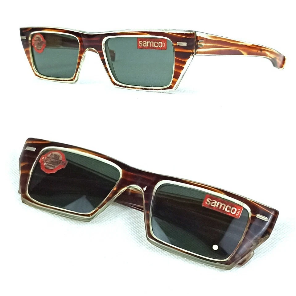 TRUELY RARE SUNGLASSES VINTAGE SAMCO ITALY 1950s ART DECO BLACK FRAME UV400 LENS - Image 1 of 4