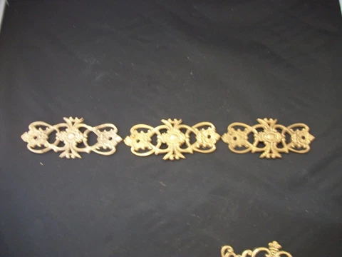 Set of 3 Vintage Metal Dresser Pulls Plates Made in India - 11 Cover