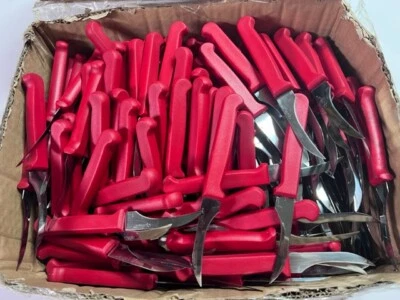 Lote 40 Piezas Nuevo Cuchillo Emparejador Quikut Ginsu 3" Mango Rojo Foto 1 de 3