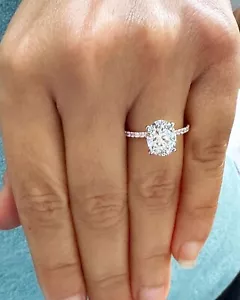 14K MASSIVER OVALER UND RUNDSCHLIFF SIMULIERTER DIAMANT VERLOBUNGSRING ROSÉGOLD 3,25 KTW - Bild 1 von 15