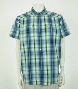 Camisa Prana con botones a presión para hombre grande Holstad azul a cuadros mezcla de algodón orgánico - Imagen 1 de 5