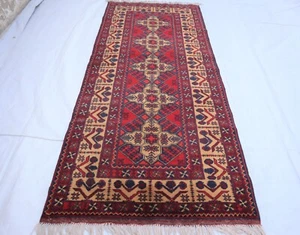 3x7 ft Red Biege Runner rug- Bukhara Handmade Hallway Runner, 3x7 Kids Room Rug - Picture 1 of 16
