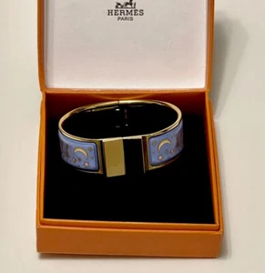 Limited Edition HERMES Bangle Bracelet, Gold & Multicolor "Moon & Star" Enamel - Picture 1 of 9
