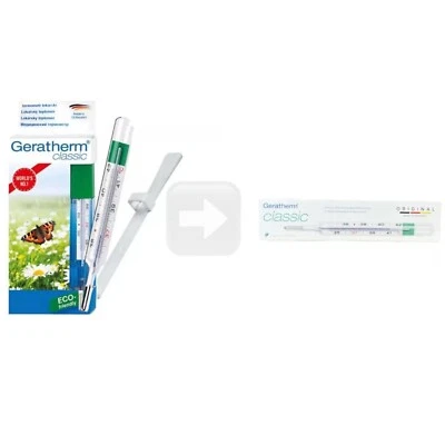 Geratherm Classic, glass thermometer, mercury-free with a whisk