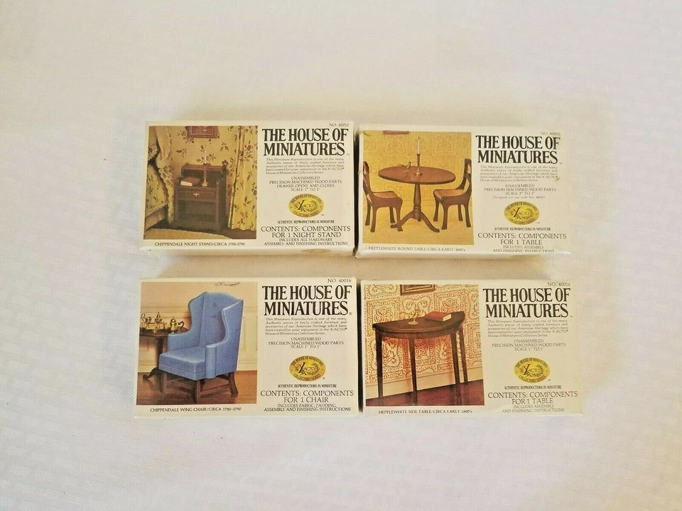 House Of Miniatures lot of 4 vintage Dollhouse Furniture sealed new in box - Image 1 of 4