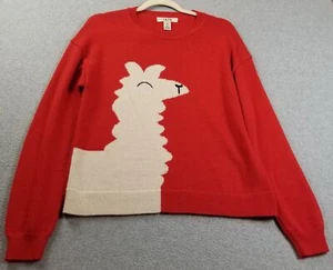 YAPA Sweater Women’s Small S Red Beige Long Sleeve Stretch Knit Soft Baby Aplaca - Picture 1 of 11