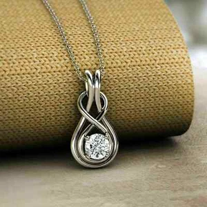 Collar colgante infinito de diamantes simulados de 2 quilates para mujer enchapado en oro blanco de 14 quilates - Imagen 1 de 8