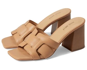 Nine West Women's Size 9.5 Square Toe Sandals w/3-1/4" Heels, Slip-On Open Shoes - Picture 1 of 7