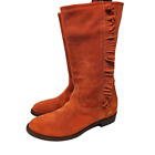 Ralph Lauren Collection 7 Orange Fringe Western Boho Boot Italy Flat Cowgirl
