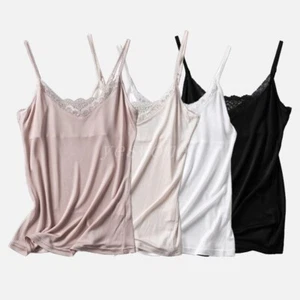 Camisolas de seda tejidas para dama pijama de encaje cuello en V para el torso camisa camiseta chaleco camiseta - Imagen 1 de 16