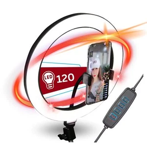 120 LED XL Anillo de Luz para Trípode Light Con Soporte Móvil Smartphone IPHONE - Imagen 1 de 10