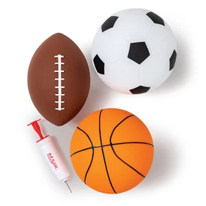 Majik Mini Indoor/Outdoor Sport Balls Basketball Football Soccer Ball and Pump - Picture 1 of 12