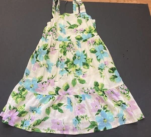 Girl's Old Navy Ivory Turquoise & Purple Floral Sundress Size 8 EUC - Picture 1 of 3