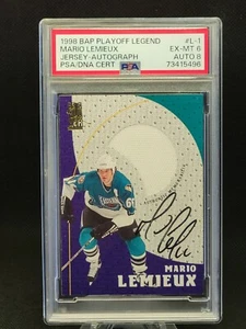 1998 BAP Playoff Legend L-1 Mario Lemieux jersey-auto /66 PSA 6 - Picture 1 of 2