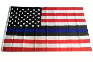 Bandiera sottile linea blu degli Stati Uniti polizia forze dell'ordine bandiera striscione 3x5 piedi - Foto 1 di 1