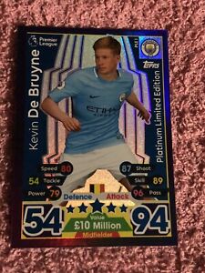 MATCH ATTAX 2017/18 KEVIN DE BRUYNE UNSIGNED PLATINUM LIMITED EDITION PLE1