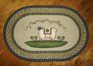 Capitol Earth Rugs St Patrick's Day Jute Rug 20" x 30" Sheep Shamrock Green Tan - Picture 1 of 3