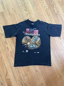 Vintage 90s T-Shirt Chicago Bulls Champions Rings Youth 14-16 NBA Single Stitch - Picture 1 of 9
