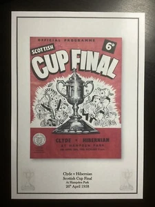 1957-58 Clyde v Hibernian Scottish Cup Final Programme PRINT - Picture 1 of 1
