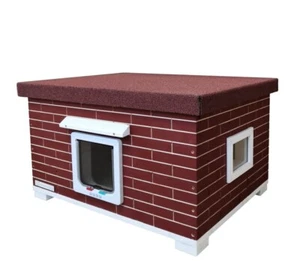 Outdoor Katzenhaus Katzenhütte Wetterfest isoliert Mao XXL ROT mit Katzenklappe - Bild 1 von 4