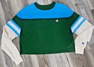 Champion Mujer Auténtica Talla Mediana Manga Larga Media Camiseta Colorblock Nuevo Sin Etiquetas - Imagen 1 de 7