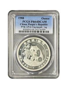 China 1988 ANA Convention Cincinnati 1 oz Panda SilverProof Medal PCGS PF64 - Picture 1 of 2