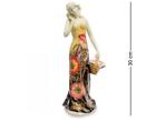 Porcelain Girl W Festoon Rose Dress Pavone Figurine Statue Sculpture 12" ITALY