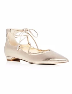 NEW $140 Ivanka Trump Tropica Metallic Lace Up Ballet Flats Sz 6 7 - Picture 1 of 6