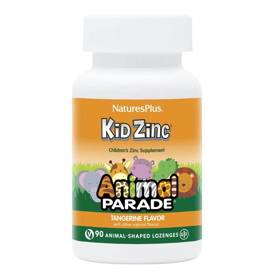 Suplemento infantil vegano sem glúten Animal Parade KidZinc tangerina 90 pastilhas - Imagem 1 de 4