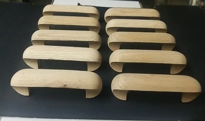 批量 10 件 木制拉手或橱柜把手 五金 适用于抽屉  — 第 1/4 张图片