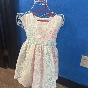 Jona Michelle 4T Girls Lace Dress. Rainbow Colors Underneath - Picture 1 of 5