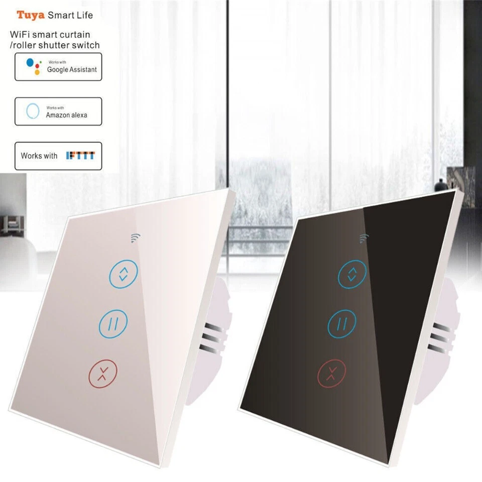 2025 WiFi Smart Curtain Switch Touch Roller Blinds Shutter Alexa Google APP - Image 1 of 4