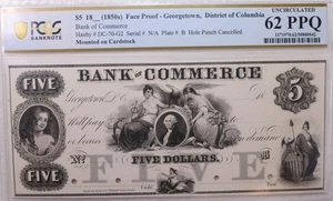 18__ $5., Georgetown D.C., Obsolete Currency., PROOF., PCGS CU62 PPQ., #GDC009 - Picture 1 of 2