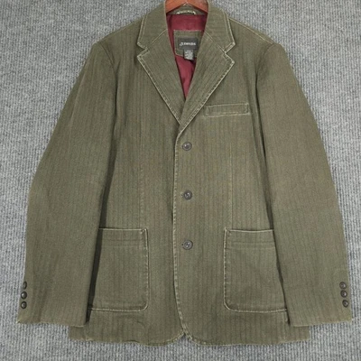 St Johns Bay Blazer 人字形休闲军用绿色男式 M — 第 1/4 张图片