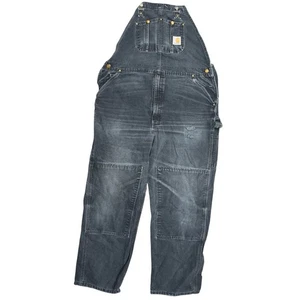 Carhartt Bibs Overalls Men’s 42x30 Black Double Knee Carpenter Duck Canvas R01-M - Picture 1 of 11