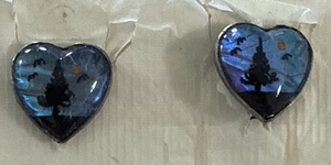 Sterling Silver Butterfly Wing Earrings Screw Back Clip Vintage Heart Shape - Picture 1 of 6