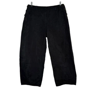 Toast Size 12 Trousers Black Barrel Leg Cotton Linen Blend Side Button Wide Leg - Picture 1 of 15