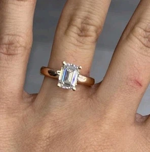 Tiffany&Co 18k Yellow Gold Emerald LabCreated Diamond Ring G/VVS2(2.14 CT)Size 7 - Picture 1 of 13