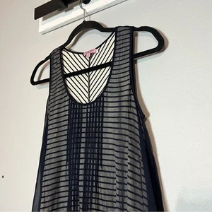 Calypso St. Barth Silk Overlay Dress Navy Blue Cream Size Small Stripe Strapless - Bild 1 von 13